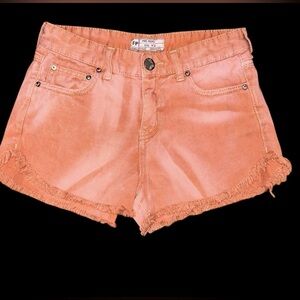Free People Burnt Orange Cutoff Fringe Shorts